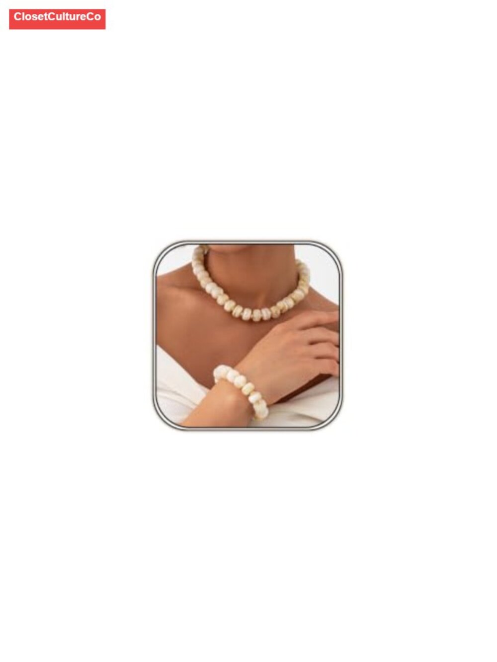 Resin Bead Necklace Bracelet Set Chunky Statement Jewelry Gold Plated